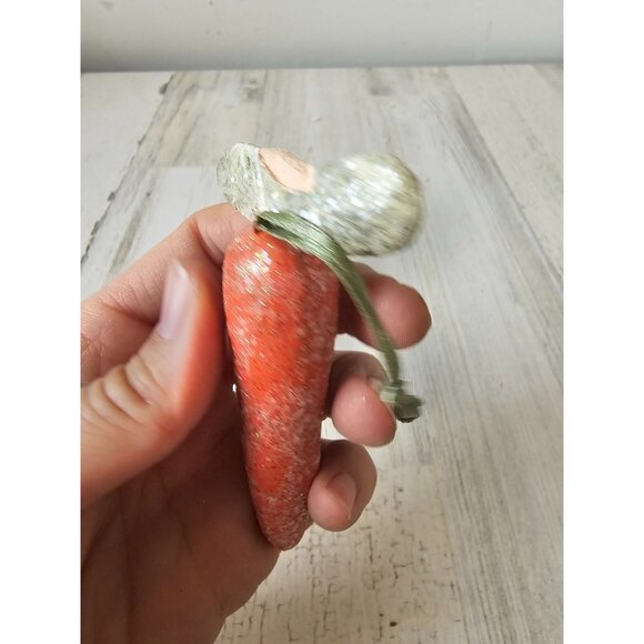 Plaster Easter carrot ornament glitter shabby chic as is tree spring decor - Picture 6 of 9